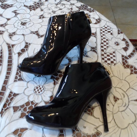 Louis Vuitton Black Patent Leather Peep Toe Ankle Boots Size 36.5B - Picture 5 of 16